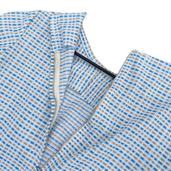 Vintage 60s Shift Dress Short Sleeves Handmade Back Zip White Squares Sz Large - Picture 8 of 12